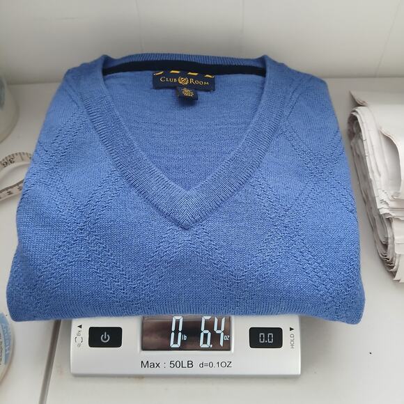 Club Room Blue Merino Wool Pull Over Sweater Vest Mens LG Old Money Minimalist - Picture 7 of 7